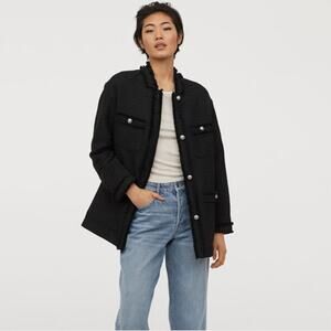 H&M Textured-Weave Tweed Jacket - Size XS